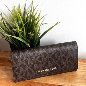 Michael Kors Brown Signature Logo Wallet Large